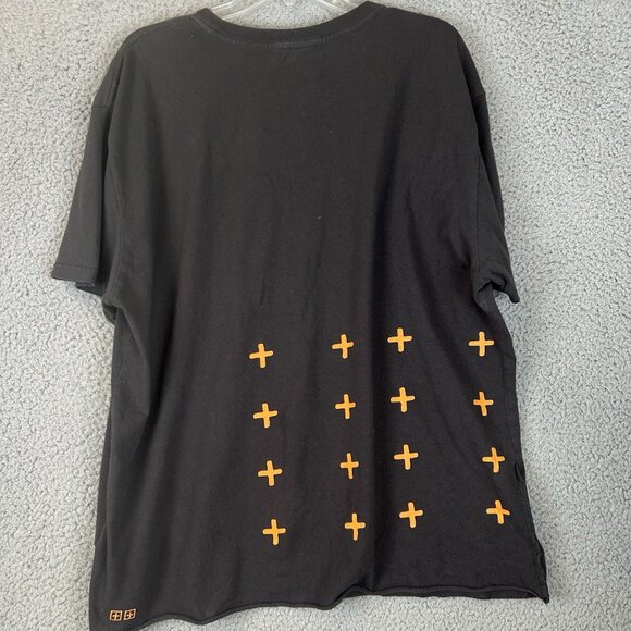 AUTHENTIC KSUBI GREY SPELL OUT LOGO TEE T-SHIRT ORANGE YELLOW LOGO SZ L Crosses - Picture 2 of 5